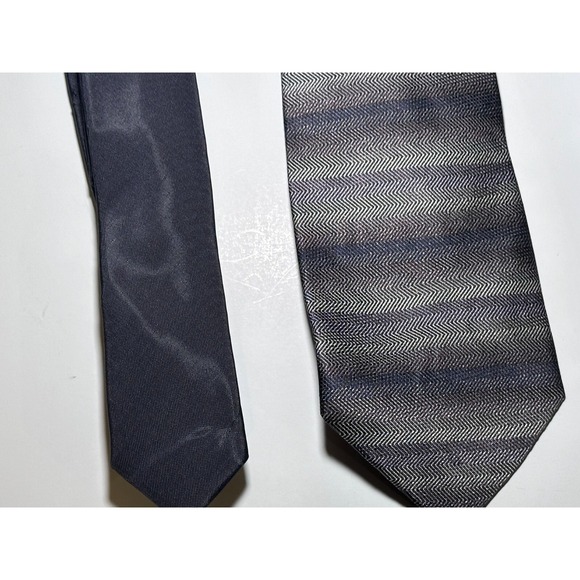 60s-90s Vintage Grey‎ & Blue Ties - Lot of 4 Ice Pack Stripes Snail Solid - Picture 2 of 4